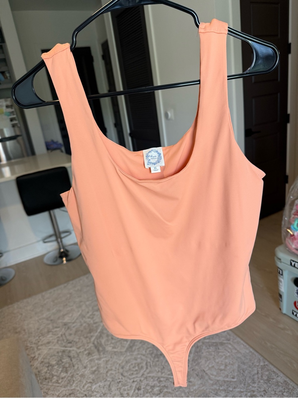 Blue Rain Peach Scoop Neck Bodysuit